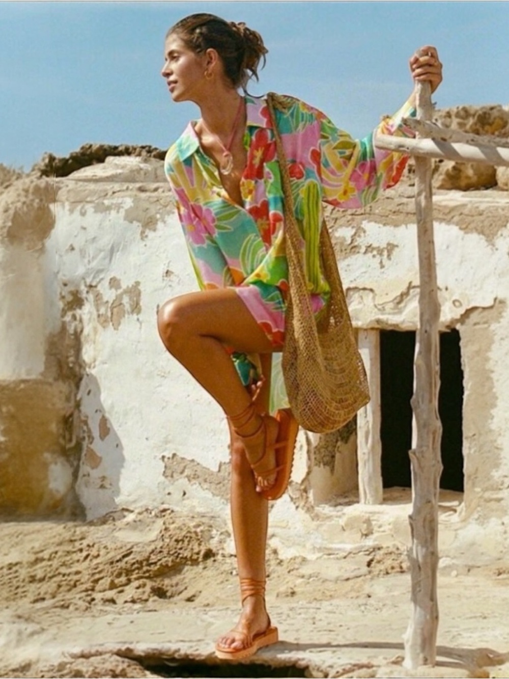 SPELL & GYPSY Margi Hour Shirt Dress in Tutti Frutti Oversize Revolve XS